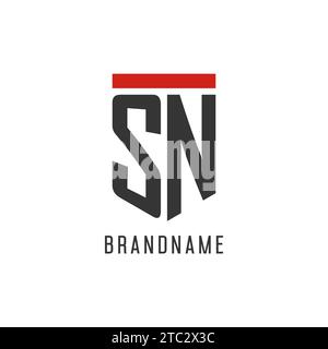 SN initial esport logo with simple shield design style vector graphic Stock Vector