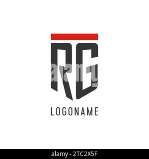 RG initial esport logo with simple shield design style vector graphic Stock Vector