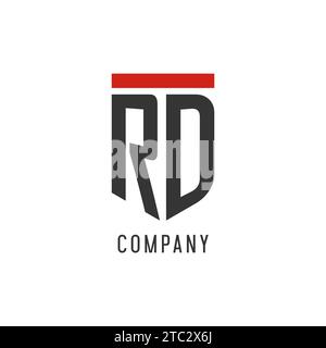 RD initial esport logo with simple shield design style vector graphic Stock Vector