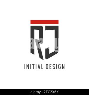 RJ initial esport logo with simple shield design style vector graphic Stock Vector