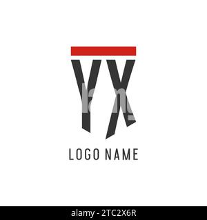 YX initial esport logo with simple shield design style vector graphic Stock Vector