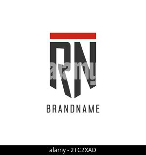 RN initial esport logo with simple shield design style vector graphic Stock Vector
