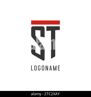 ST initial esport logo with simple shield design style vector graphic Stock Vector