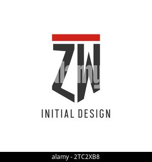 ZW initial esport logo with simple shield design style vector graphic Stock Vector