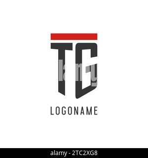 TG initial esport logo with simple shield design style vector graphic Stock Vector