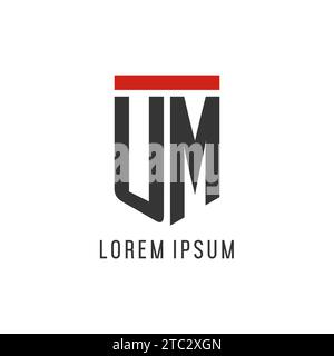 UM initial esport logo with simple shield design style vector graphic Stock Vector