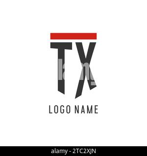 TX initial esport logo with simple shield design style vector graphic Stock Vector