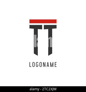 TT initial esport logo with simple shield design style vector graphic Stock Vector