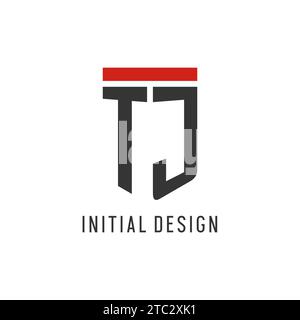 TJ initial esport logo with simple shield design style vector graphic Stock Vector