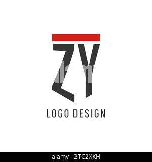 ZY initial esport logo with simple shield design style vector graphic Stock Vector