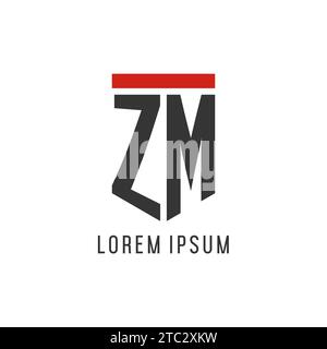 ZM initial esport logo with simple shield design style vector graphic Stock Vector