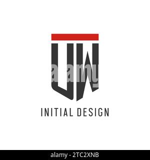 UW initial esport logo with simple shield design style vector graphic Stock Vector