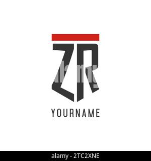 ZR initial esport logo with simple shield design style vector graphic Stock Vector