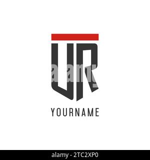 UR initial esport logo with simple shield design style vector graphic Stock Vector
