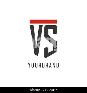 VS initial esport logo with simple shield design style vector graphic Stock Vector