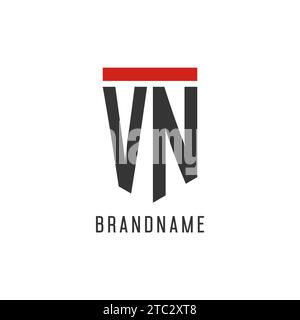 VN initial esport logo with simple shield design style vector graphic Stock Vector