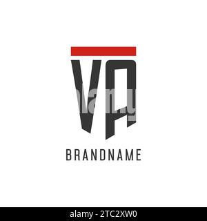 VA initial esport logo with simple shield design style vector graphic Stock Vector