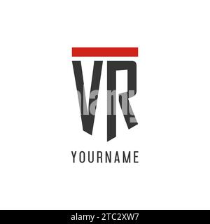 VR initial esport logo with simple shield design style vector graphic Stock Vector