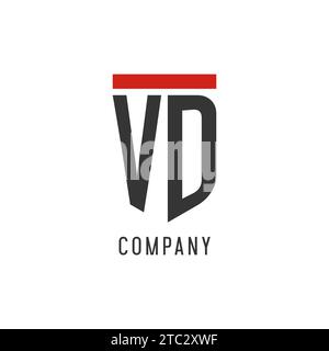 VD initial esport logo with simple shield design style vector graphic Stock Vector