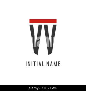 VV initial esport logo with simple shield design style vector graphic Stock Vector