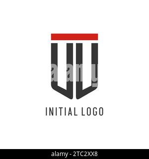 UU initial esport logo with simple shield design style vector graphic Stock Vector