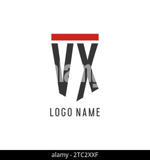 VX initial esport logo with simple shield design style vector graphic Stock Vector