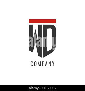 WD initial esport logo with simple shield design style vector graphic Stock Vector