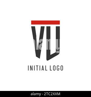 VU initial esport logo with simple shield design style vector graphic Stock Vector