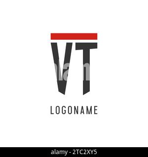 VT initial esport logo with simple shield design style vector graphic Stock Vector
