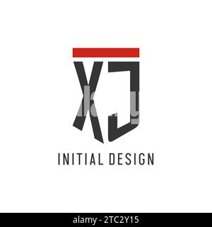 XJ initial esport logo with simple shield design style vector graphic Stock Vector