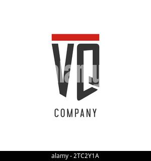 VQ initial esport logo with simple shield design style vector graphic Stock Vector
