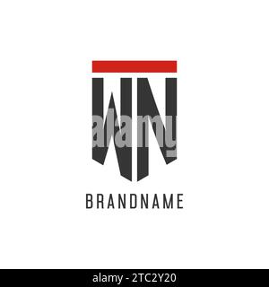 WN initial esport logo with simple shield design style vector graphic Stock Vector
