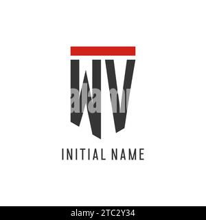 WV initial esport logo with simple shield design style vector graphic Stock Vector