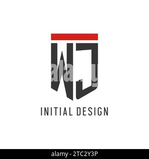 WJ initial esport logo with simple shield design style vector graphic Stock Vector
