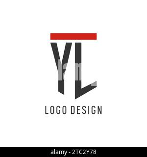 YL initial esport logo with simple shield design style vector graphic Stock Vector