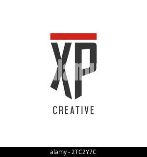 XP initial esport logo with simple shield design style vector graphic Stock Vector