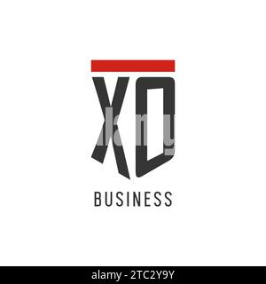 XO initial esport logo with simple shield design style vector graphic Stock Vector