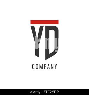 YD initial esport logo with simple shield design style vector graphic Stock Vector
