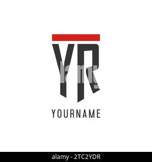 YR initial esport logo with simple shield design style vector graphic Stock Vector