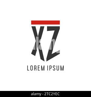 XZ initial esport logo with simple shield design style vector graphic Stock Vector