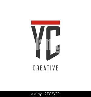 YC initial esport logo with simple shield design style vector graphic Stock Vector