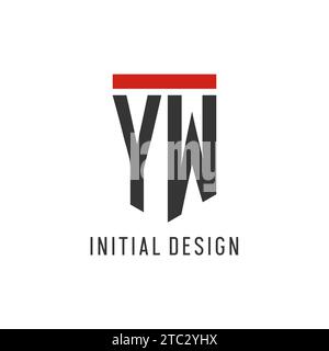 YW initial esport logo with simple shield design style vector graphic Stock Vector