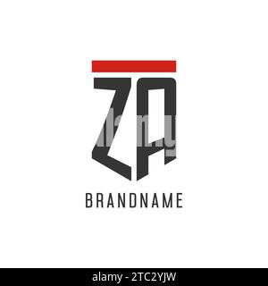 ZA initial esport logo with simple shield design style vector graphic Stock Vector