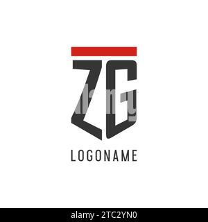 ZG initial esport logo with simple shield design style vector graphic Stock Vector