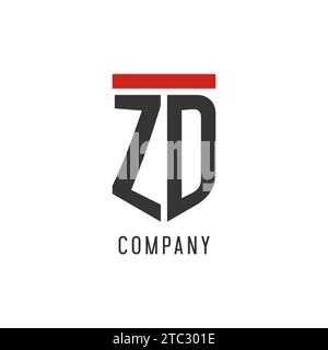 ZD initial esport logo with simple shield design style vector graphic Stock Vector