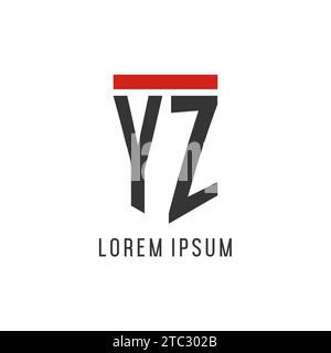 YZ initial esport logo with simple shield design style vector graphic Stock Vector