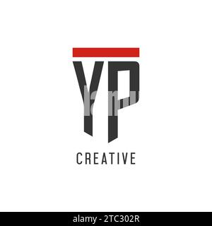YP initial esport logo with simple shield design style vector graphic Stock Vector