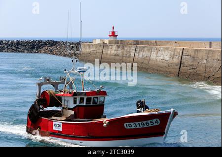Returning from fishing. The fishing port of La Cotiniere located on the west coast of the Oleron Island. La Cotiniere, Charente-Maritime, France  Stock Photo