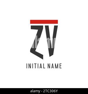 ZV initial esport logo with simple shield design style vector graphic Stock Vector
