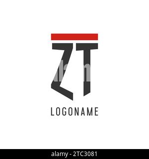 ZT initial esport logo with simple shield design style vector graphic Stock Vector